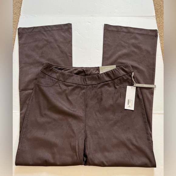 Soft Surroundings Faux Suede Pull On Pants Bootcut Full Length Size M New - Picture 1 of 10